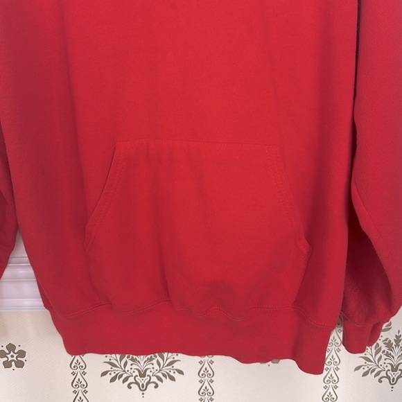 Prague Unisex Hoodie M Czech Republic Pockets Red with Raised Black Letters - Picture 4 of 8